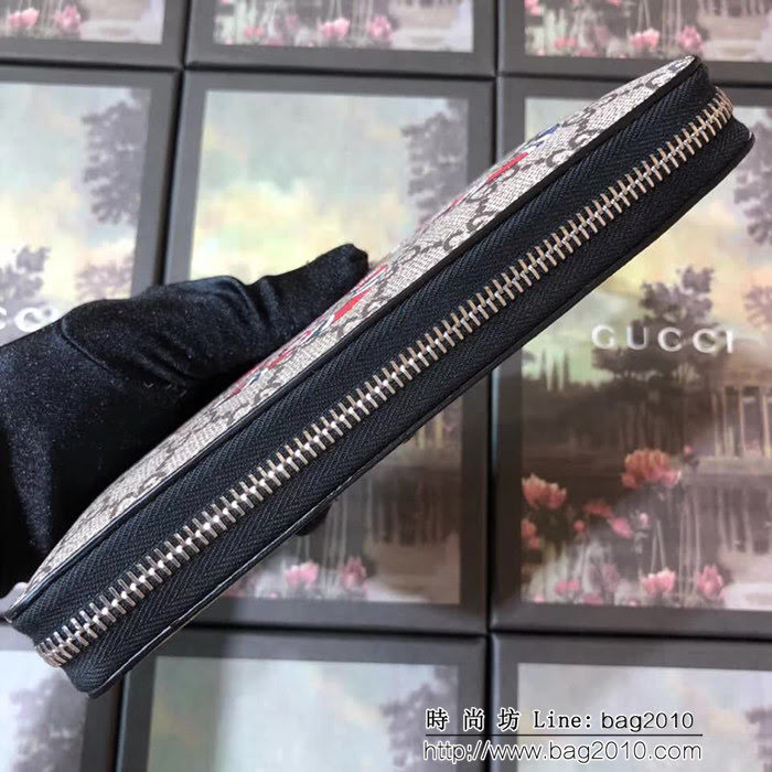 GUCCI古馳 最火爆款 官網同步 G家蛇圖案拉鏈包系列 男士長錢包 451273 蛇PVC WTG2042